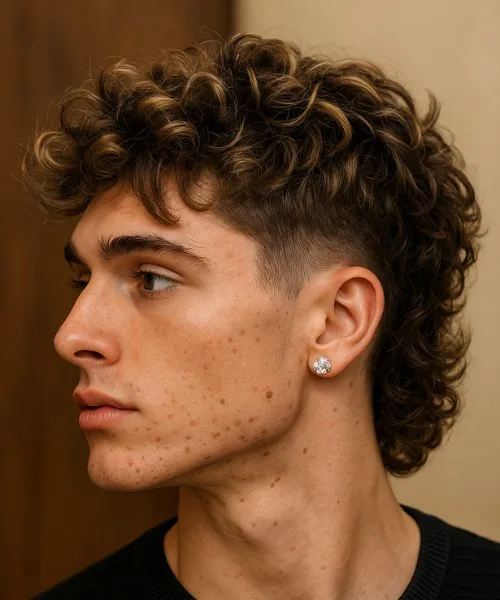 Wavy Modern Mullet with Low Taper
